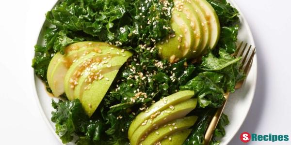 Kale and Pear Salad with Sesame-Ginger Dressing
