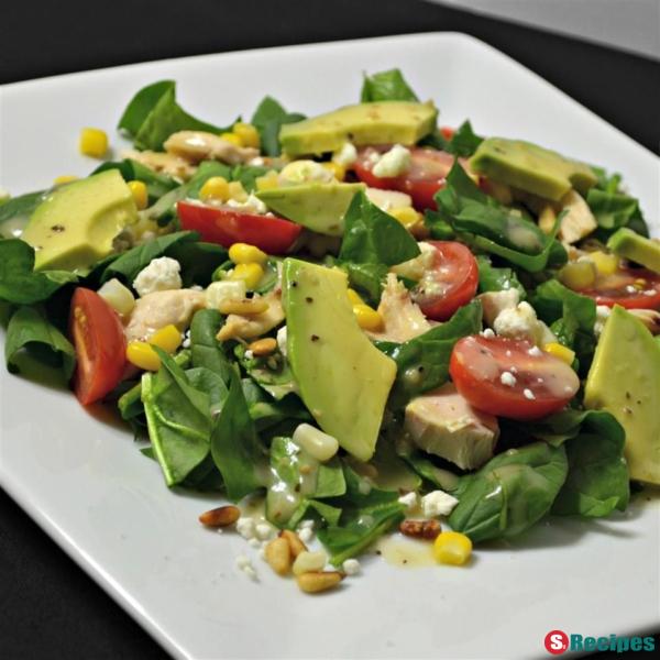 Spinach Salad with Chicken, Avocado, and Goat Cheese